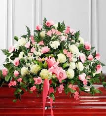 Check spelling or type a new query. Pink White Sympathy Casket Spray Avas Flowers