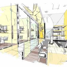 Office Design Interiordesign Perspective Sketch Color Snote Interior Design Sketches Architecture Poster Office Interior Design Modern