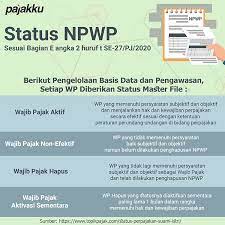 Npwp adalah nomor wajib pajak sebagai sarana administrasi perpajakan. Mengenal Status Pada Wajib Pajak