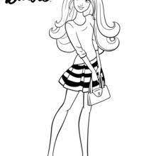 Dibujo Para Colorear Barbie Lleva Un Falda Rayada Dibujos Para Colorear Dibujos