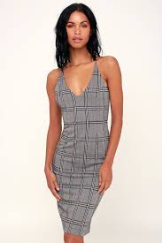 The Black Swan Beth Grey Plaid Bodycon Midi Dress 79 Lulus Midi Dress Bodycon Gray Plaid Dress Bodycon Midi Skirt