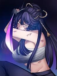 sarashi, gradient background, bandeau, strapless, holding sword - Anime R34