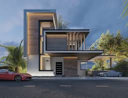 Exterior Design Modern Villa On Behance Modern Exterior House Designs Exterior Design Facade Architecture Design