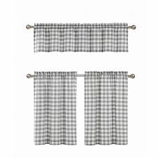 If your kitchen has a contemporary feel, a solid color curtain could fit right in. Goodgram Gray White Cotton Blend Gingham Tartan Country Plaid Kitchen Curtain Set 58 In W X 15 In L Target