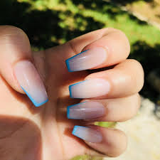 Acrylic Nails Light Blue Gel Outline Design Pretty Acrylic Nails Blue Acrylic Nails Acrylic Nails