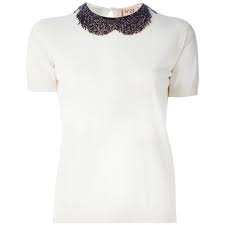 Nº21 Embellished Peter Pan Collar Sweater 307 Liked On Polyvore Featuring Tops Sweaters Peter Pan Collar Sweater Embellished Shirt Embellished Sweaters