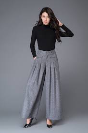 Wide Leg Palazzo Pants In Gray Maxi Wool Pants Womens Pants Etsy Spring Dresses Women Fashion Pants For Women
