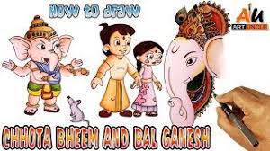 Lord ganesh's companion mouse mushik is taken away by the dragons. How To Draw Chhota Bheem Aur Bal Ganesh Ganesh Chaturthi Special Youtube