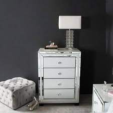 Check spelling or type a new query. White Mirror 4 Drawer Cabinet Mirrored Furniture Bedside Tables