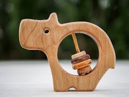 Baby Toys Wooden Rattle Hippo Wooden Rattle Toy Organic Etsy Wooden Toys Wooden Toys For Toddlers Wooden Baby Toys