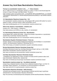 Neutralization reactions are one type of chemical reaction that proceeds even if one reactant is not in the aqueous phase. Acids Bases And Neutralization Worksheet Answer Key Fill Online Printable Fillable Blank Pdffiller