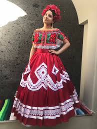 Mexican China Oaxaca Dark Red Frida Kahlo Style Womans Mexican Etsy In 2020 Mexican Inspired Dress Mexican Dresses Traditional Mexican Dress