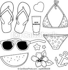 Uk womens beach sandals comfy platform sandal footed shoes for bunion corrector. Summer Theme Beach Vacation Design Elements Vector Black And White Coloring Page Beach Summer Vacation Design Elements Canstock