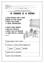Cantiga O Cravo E A Rosa Para Imprimir Sequencia Didatica Com A Musica O Cravo Brigou Com A Rosa Atividades Espaco Educar Atividades Alfabetizacao E Letramento Atividades De Poesia Atividades