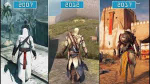 All Assassin S Creed Games 2007 2017 Graphics Evolution Hd Assassins Creed Game Assassins Creed 1 Assassins Creed
