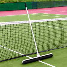 Minimum distance between baselines and backstops is 6.4m, and the minimum distance between side indoor tennis court: Vermont Rol Dri Tennis Court Pu Foam Squeegee Net World Sports