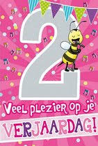 Bol Com Cijferkaart Met Muziek 2 Jaar Veel Plezier Op Je Verjaardag Roze