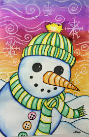 Snowman Painting With Markers Watercolor Resist Winter Art Lesson Winter Art Projects Christmas Art Projects