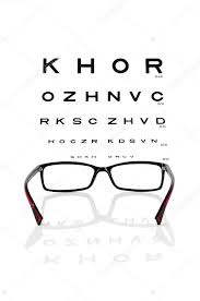 Reading Eyeglasses And Eye Chart Stock Photo