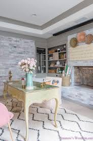 Our 1920s colonial has a stone foundation with some sort of cement coating on. My Whitewashed Brick Walls Basement Home Office Reveal W Decorating Ideas Home Decor Uk Home Decor Bedroom Primitive Homes