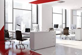 Find & download free graphic resources for computer table. White And Red Office Interior With White Computer Tables Black Stock Photo Picture And Royalty Free Image Image 96664285