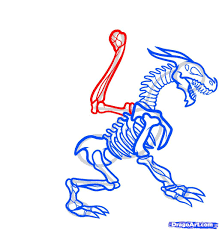 How To Draw A Dragon Skeleton Dragon Skeleton Step 10 Dragon Skeleton Skeleton Drawings Dragon Bones