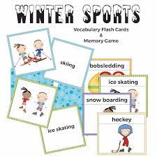 winter sports flash cards and memory game the printables library games vocabulary flashcards software free