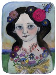 Roman Goddess Flora, Spring Blossom Art Print, Floral Deity Illustration  (6x8) Garden Witch