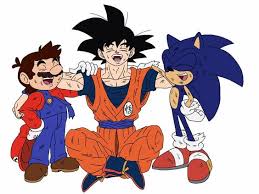 Toriko X One Piece X Dragon Ball Z Crossover Goku Mario And Sonic Laughing Battle Scratches By Delvallejoel Deviantart Com On Deviantart Super Mario Art Sonic Goku