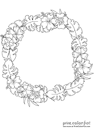 Here are coloring pages inspired by the beauties of nature: Lovely And Fragrant This Tropical Wreath With Colorful Flowers And Leaves Would Be Flower Coloring Pages Shape Coloring Pages Printable Flower Coloring Pages