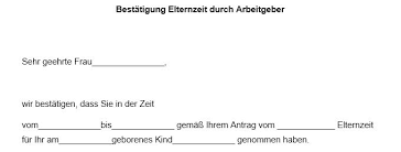 Die elternzeit, die innerhalb der ersten drei lebensjahre des kindes in anspruch genommen werden soll, muss dem arbeitgeber mindestens sieben wochen vor dessen beginn gemeldet werden. Bestatigung Der Elternzeit Durch Den Arbeitgeber Nur 3 89 Zum Download