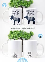Papa And Mama Moose Mug Set Canadian Coffee Mug Set For Etsy Gifts In A Mug Mugs Etsy Personalized Gifts