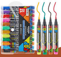 12-Color POP Whiteboard Markers Set Erasable Dry Erase