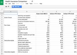 Spreadsheet For Picking A Healthcare Plan Business Insider