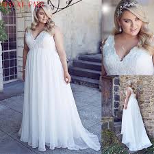 To know the details of this bridal dress, visit ali express. White Plus Size Chiffon Applique Lace Beach Wedding Dresses Pregnant Women Corset Back Empire Bridal Gown Long Robe De Soiree Wedding Dresses Aliexpress