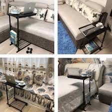 Micoe Height Adjustable With Wheels Sofa Side Table Slide Under Adjustable Console Table With Storage Black For E Sofa Side Table House Rooms Living Room Decor