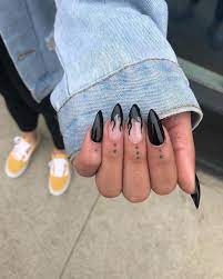 Black Flame Nails Black Stiletto Nails Fire Nails Kawaii Nails