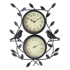 Maybe you would like to learn more about one of these? Lilys Home Vintage Inspired Sparrow Bird And Vines 2 In 1 Combo Outdoor Wall Clock Thermometer Black Wrought Iron Outdoor Decor Patio Lawn Garden Ekoios Vn