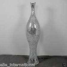 Mirrored Mosiac Vases Massive Silver Floor Vase Data Mosaic 4 8 Tall Hand Finished Floor Vase Vase Luxury Decor
