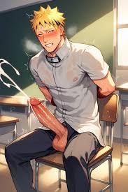 Large, Sweaty, Uzumaki Naruto From Naruto Solo Male Classroom Jerking Off  Huge Cock Cumshot Sitting On
