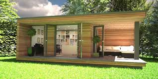 Fascinating Garden Office Designs Garden With Covered Seating Area 800 X 400 Exprimartdesign Com Garden Office Garden Cabins Garden Office Shed