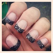 Black And Glitter Nails Black Glitter Tip Acrylic Nails Nail Art Designs Acrylic Nail Tips Black Nails With Glitter Glitter Tip Nails