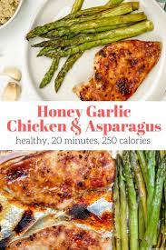Honey Garlic Chicken And Asparagus Slender Kitchen Recipe Healthy Honey Healthy Chicken Dinner Honey Garlic Chicken