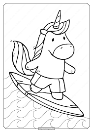 Download Free Printable Unicorn Surfer Pdf Coloring Page Unicorn Coloring Pages Free Printable Unicorn Unicorn Coloring Pages For Kids