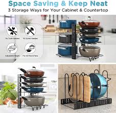 Maybe you would like to learn more about one of these? Buy Ordora Pot And Pan Organizer For Cabinet 8 Tier Pot Rack With 3 Diy Methods Adjustable Pot Pan Holder Under Cabinet For Kitchen Pot Lid Holders Lid Organizer For Pots