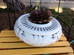 Planter From A Ceiling Fan Housing Ceiling Fan Blades Ceiling Fan Crafts Ceiling Fan Art