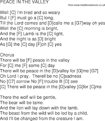 Old Time Song Lyrics With Chords For Peace In The Valley C Gospel Song Lyrics Song Lyrics And Chords Guitar Chords For Songs