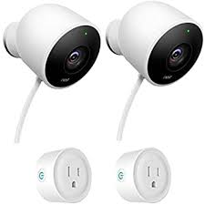 Google nest cam outdoor and google nest iq outdoor both let you look outside your home, rain or shine. Amazon Com Google Nest Outdoor Wired Security Standard Surveilance Camera 2 Pack Nc2400es Bundle With Deco Gear 2 Pack Wifi Smart Plug 4 Items Camera Photo