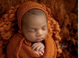 Burnt Orange Newborn Bonnet, Wrap & Layer Photography Prop Set