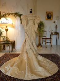 1895 Wedding Gown Antique Dress Antique Gown Bridal Dress Victorian Wedding Dress New York Ca 1895 Old Wedding Dresses Satin Wedding Gown Victorian Wedding Dress